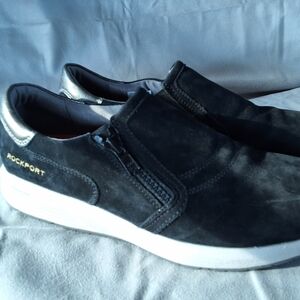 New Rockport Womans Prowqlker Black Slip-On Loafers with White Sole 8.5